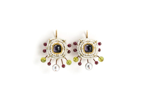 earrings iungo unique jewelry gold copper garnets peridots pearls gian luca bartellone italy