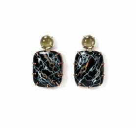 Contemporary Jewelry: Earrings “Mimos” with citrines and handpainted marble effect by artist Gian Luca Bartellone